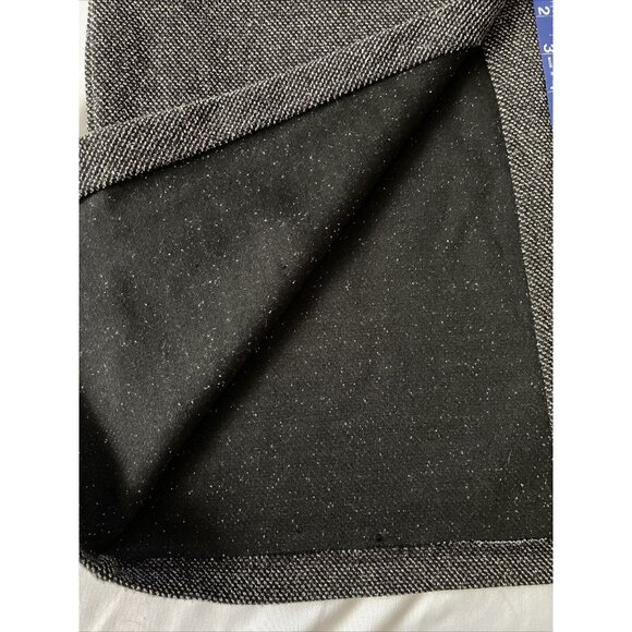 Black & White Herringbone Midi Skirt With Elastic Waistband & Back Slit Size 14 - Picture 12 of 12